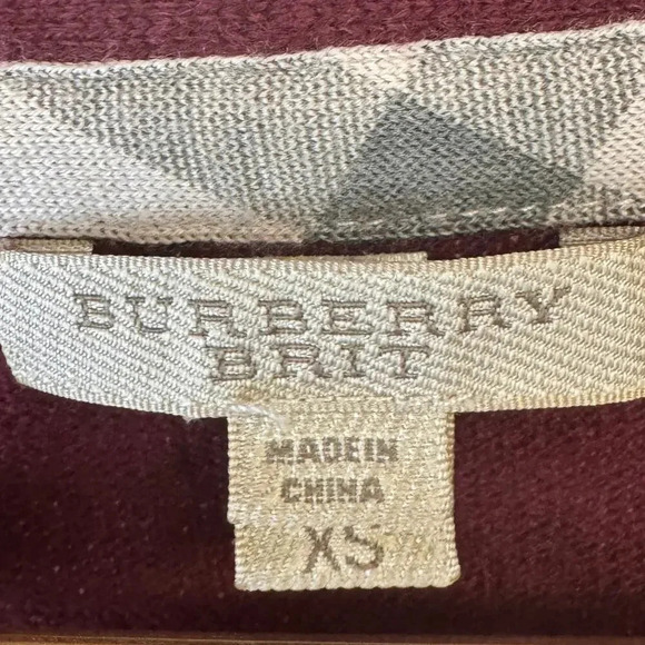 Burberry Brit 100% Cashmere Purple Wine Cardigan Sweater Women's XS - Picture 5 of 11